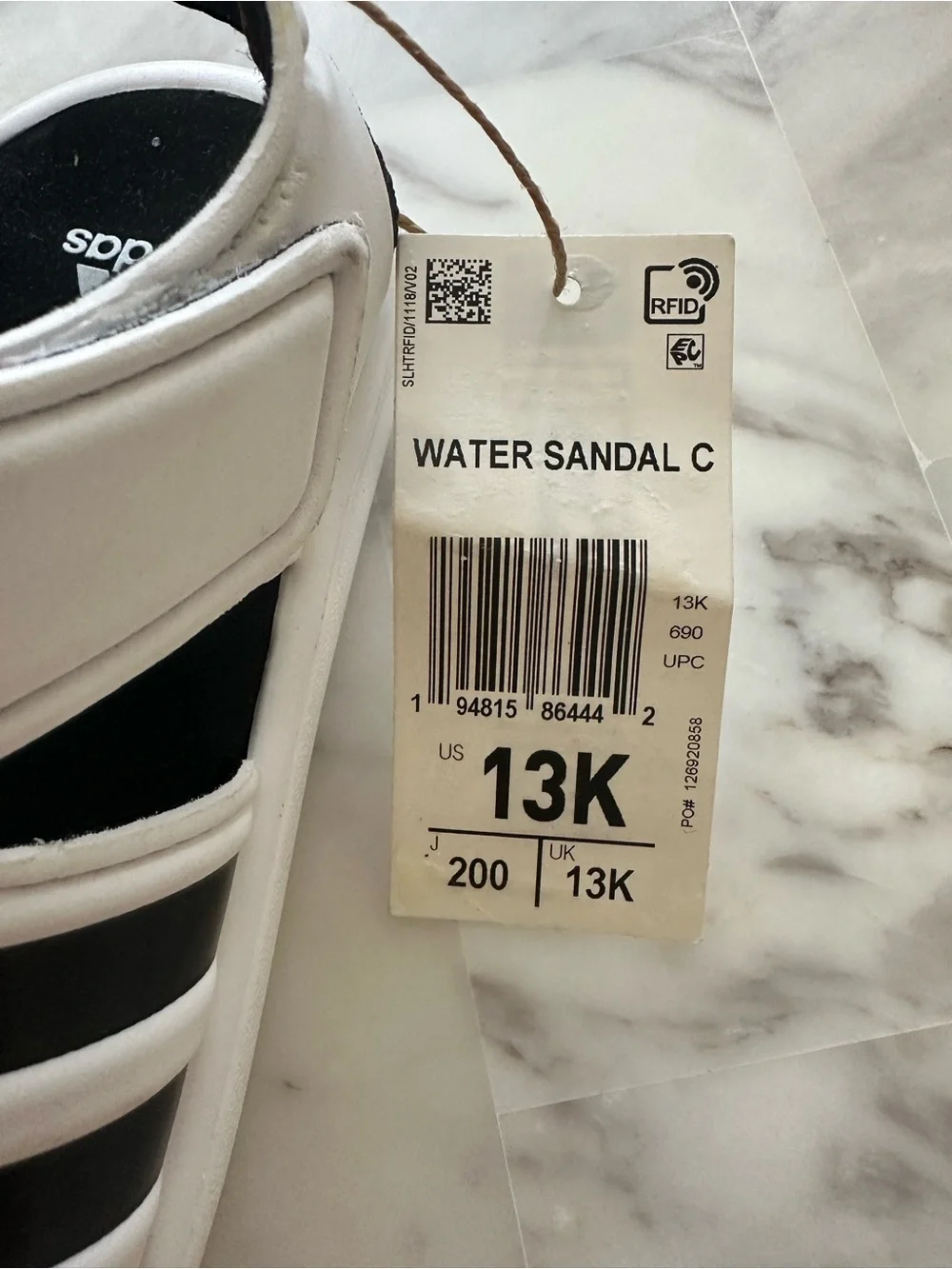 adidas Kids White and Black Water Sandals